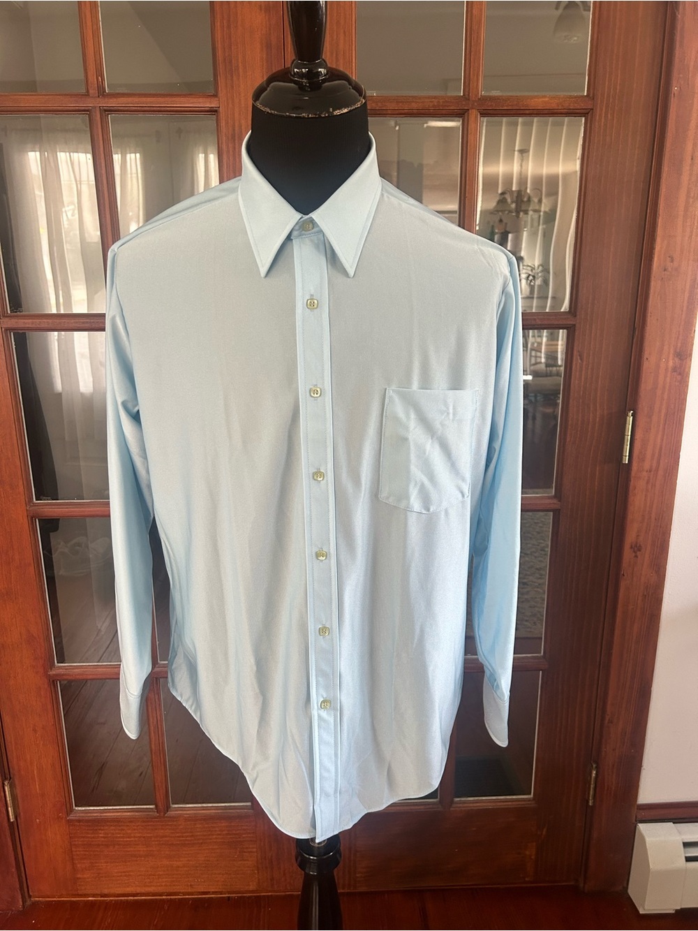 Vintage 1970's Van Heusen Qiana Nylon Button Down Shirt 17 32/33 XL